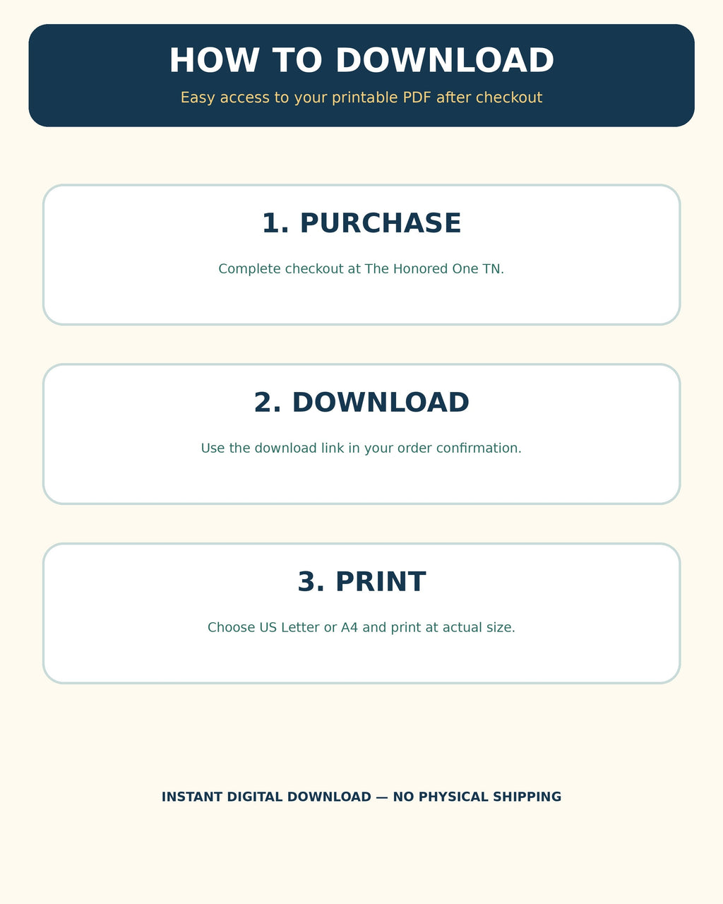Step-by-step PDF download and printing instructions for Shopify customers