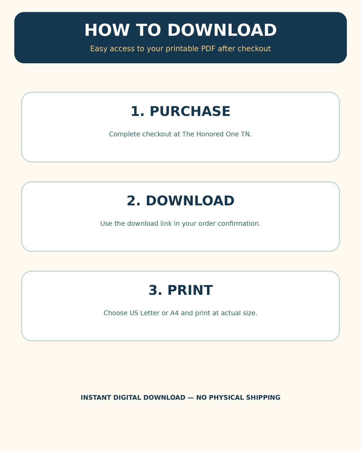 Step-by-step PDF download and printing instructions for Shopify customers