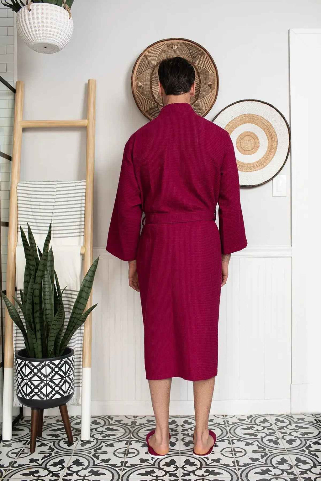 Men's Waffle Spa Bathrobe - Quick Dry, Lightweight Kimono