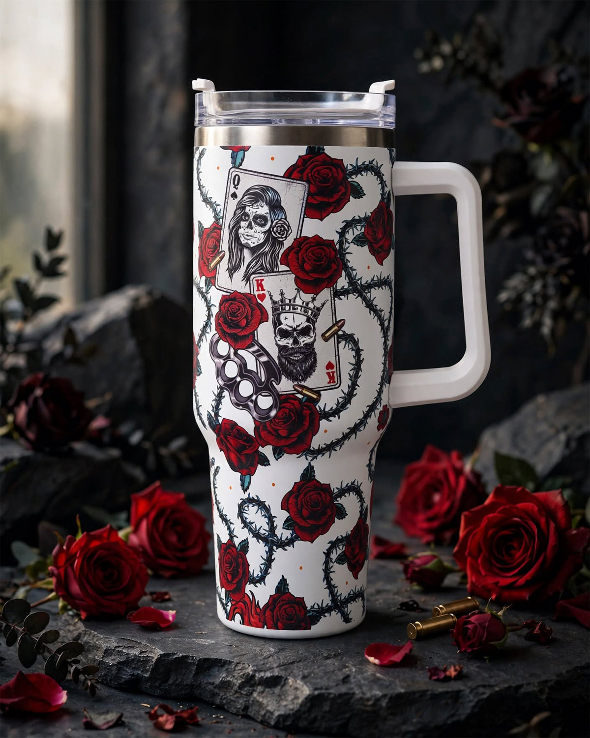 40oz Tumbler With Handle and Straw Lid – 1200ml Insulated Stainless Steel Tumbler, Cold 24H / Hot 12H, Leak-Proof, Cup Holder Friendly – 42+ Prints