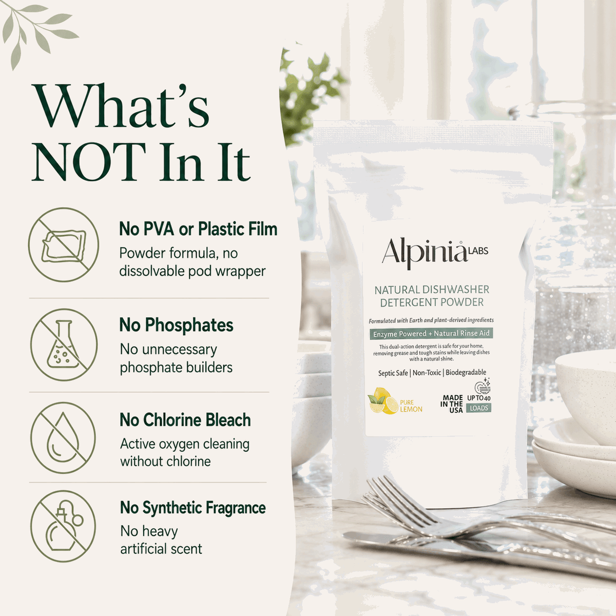 Natural Enzyme Dishwasher Detergent - Gentle Cleaning, No Residue - The Honored One TN