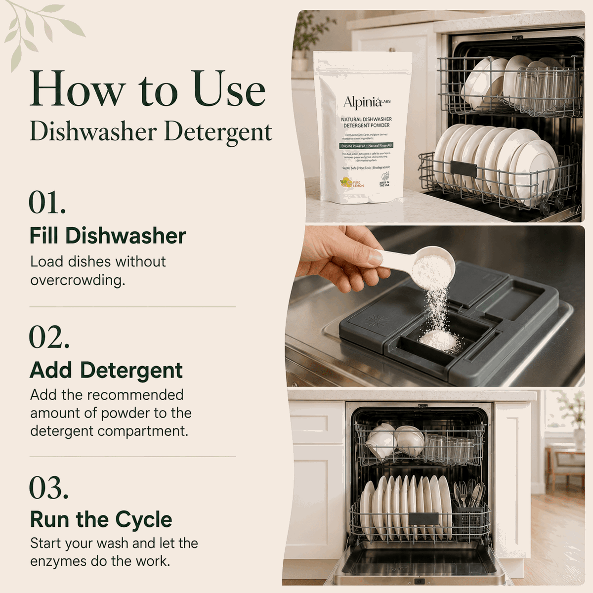 Natural Enzyme Dishwasher Detergent - Gentle Cleaning, No Residue - The Honored One TN