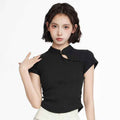 New Chinese-style Stand-collar Slim-fit Pure Cotton Short-sleeve