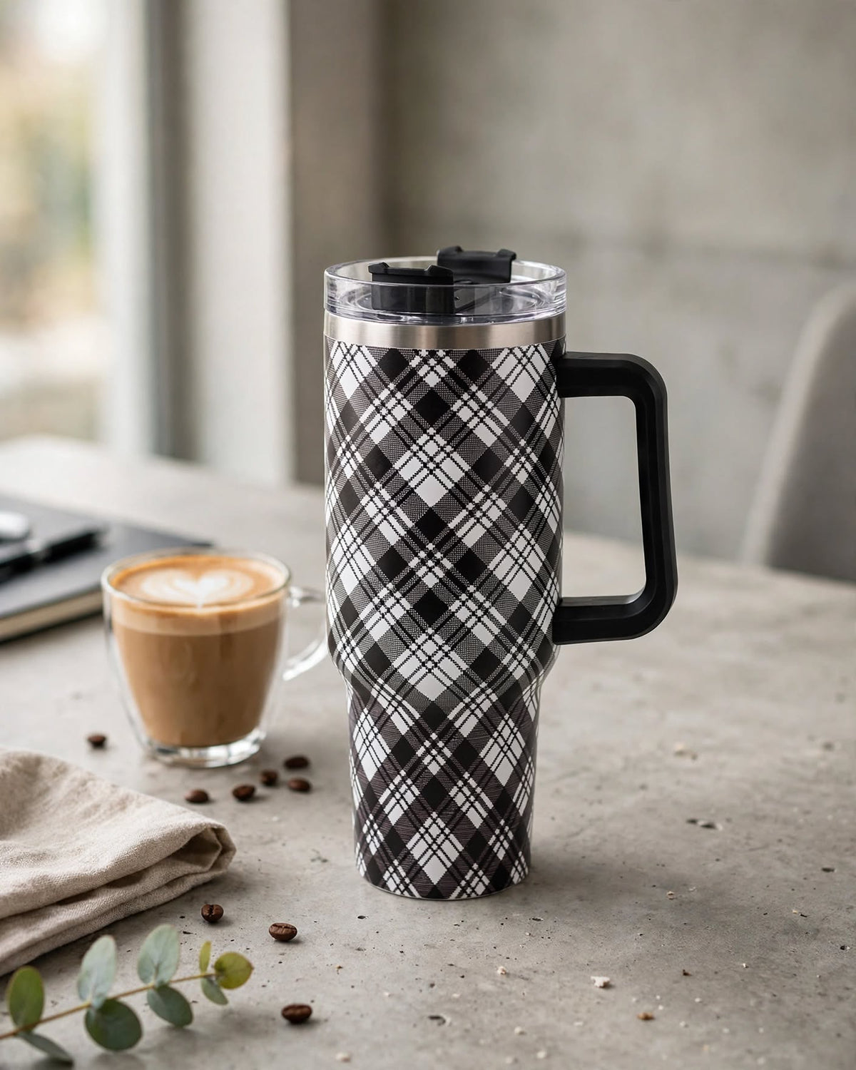 40oz Tumbler With Handle and Straw Lid – 1200ml Insulated Stainless Steel Tumbler, Cold 24H / Hot 12H, Leak-Proof, Cup Holder Friendly – 42+ Prints