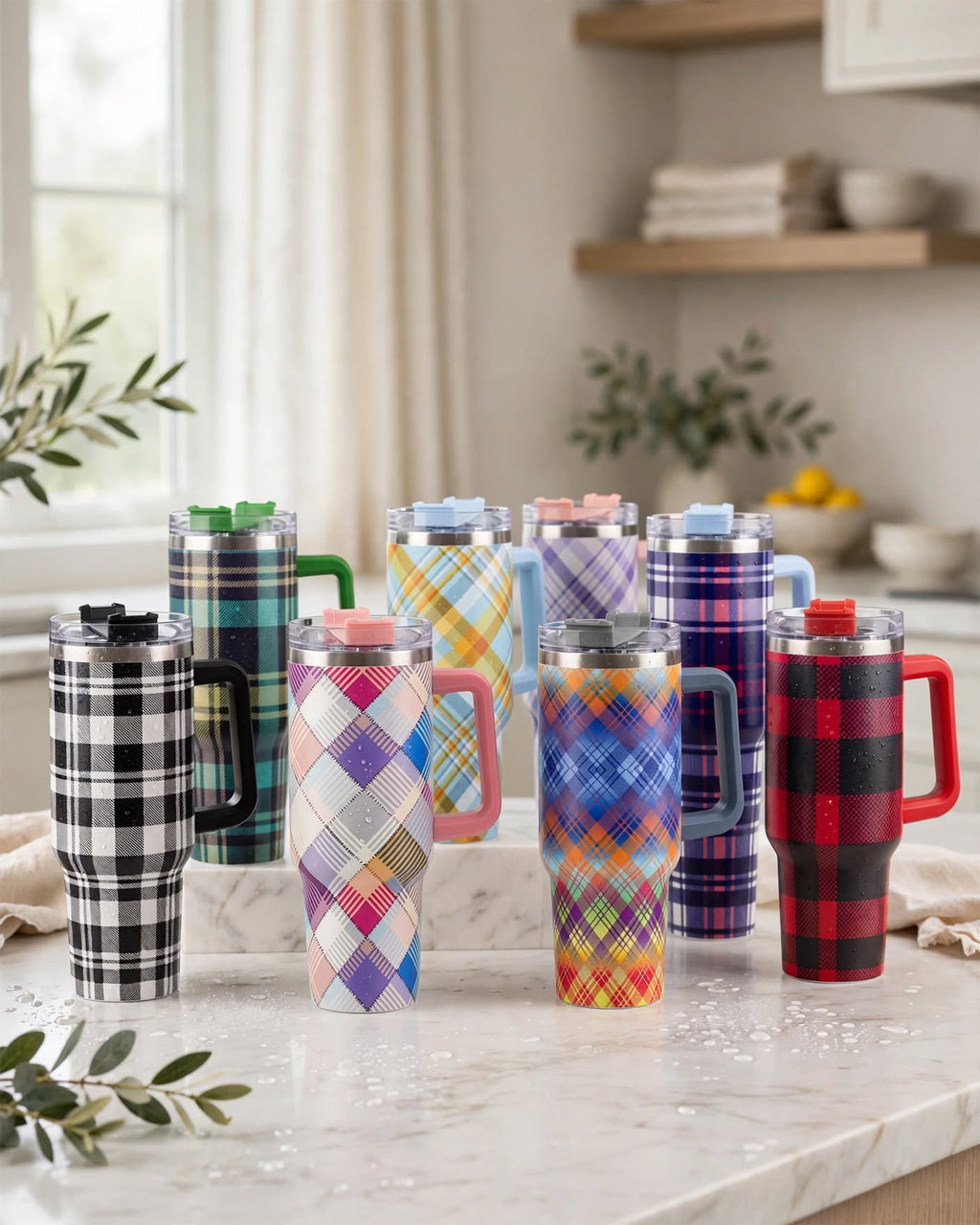 40oz Tumbler With Handle and Straw Lid – 1200ml Insulated Stainless Steel Tumbler, Cold 24H / Hot 12H, Leak-Proof, Cup Holder Friendly – 42+ Prints