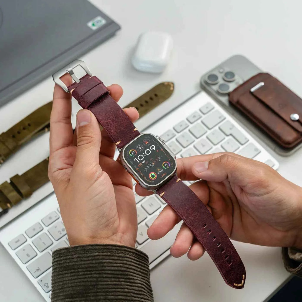 Rugged Vintage Leather Strap for Apple Watch Ultra