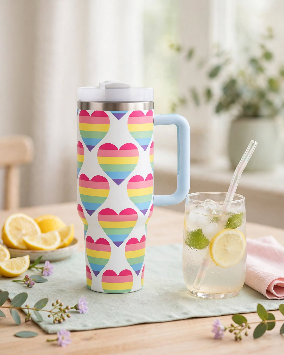 40oz Tumbler With Handle and Straw Lid – 1200ml Insulated Stainless Steel Tumbler, Cold 24H / Hot 12H, Leak-Proof, Cup Holder Friendly – 42+ Prints