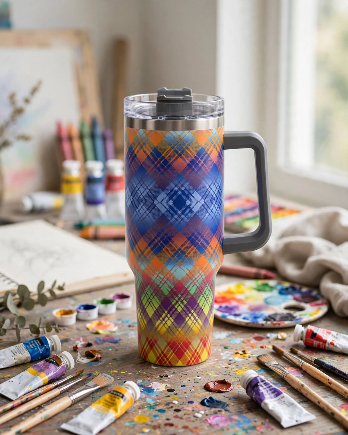 40oz Tumbler With Handle and Straw Lid – 1200ml Insulated Stainless Steel Tumbler, Cold 24H / Hot 12H, Leak-Proof, Cup Holder Friendly – 42+ Prints
