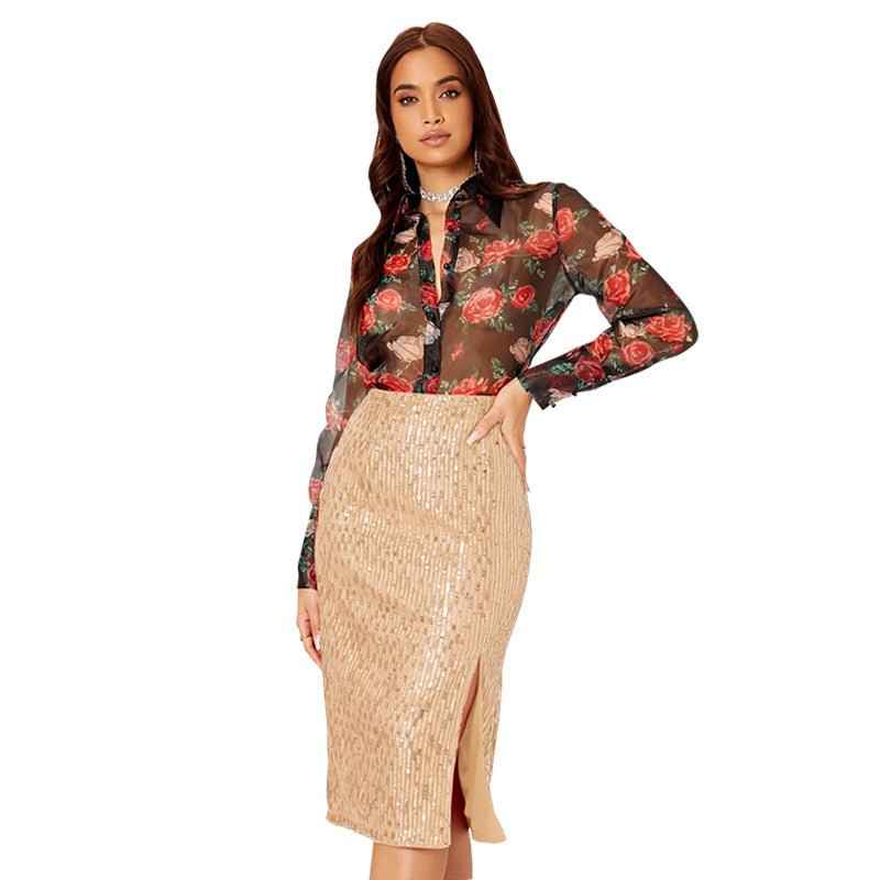Sequin Sheath Dress with Side Slit - Evening Glamour