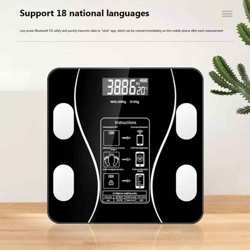 Smart Bluetooth Body Analysis Bathroom Scale - Track Weight, Body Fat, and Hydration