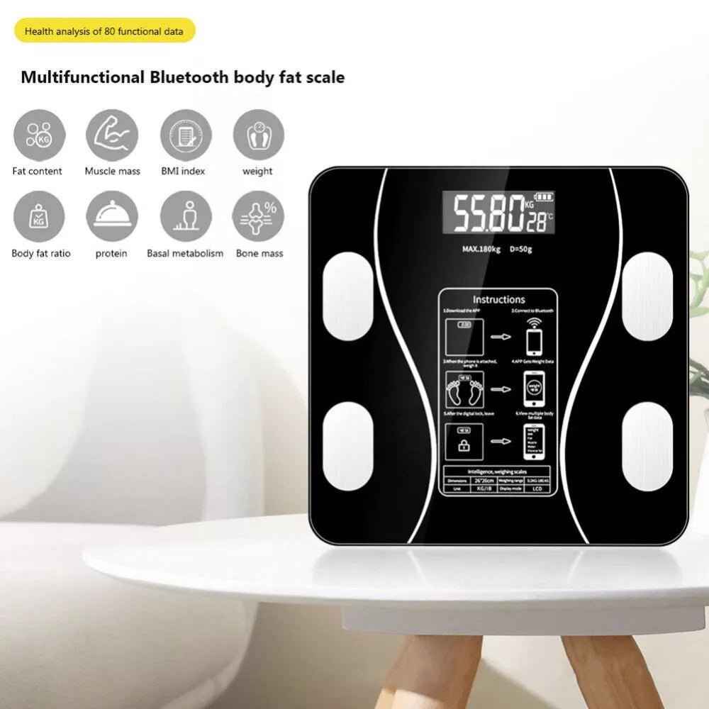 Smart Bluetooth Body Analysis Bathroom Scale - Track Weight, Body Fat, and Hydration