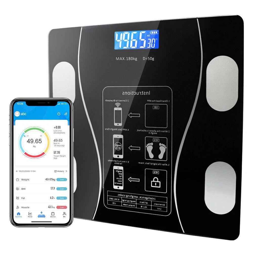 Smart Bluetooth Body Analysis Bathroom Scale - Track Weight, Body Fat, and Hydration