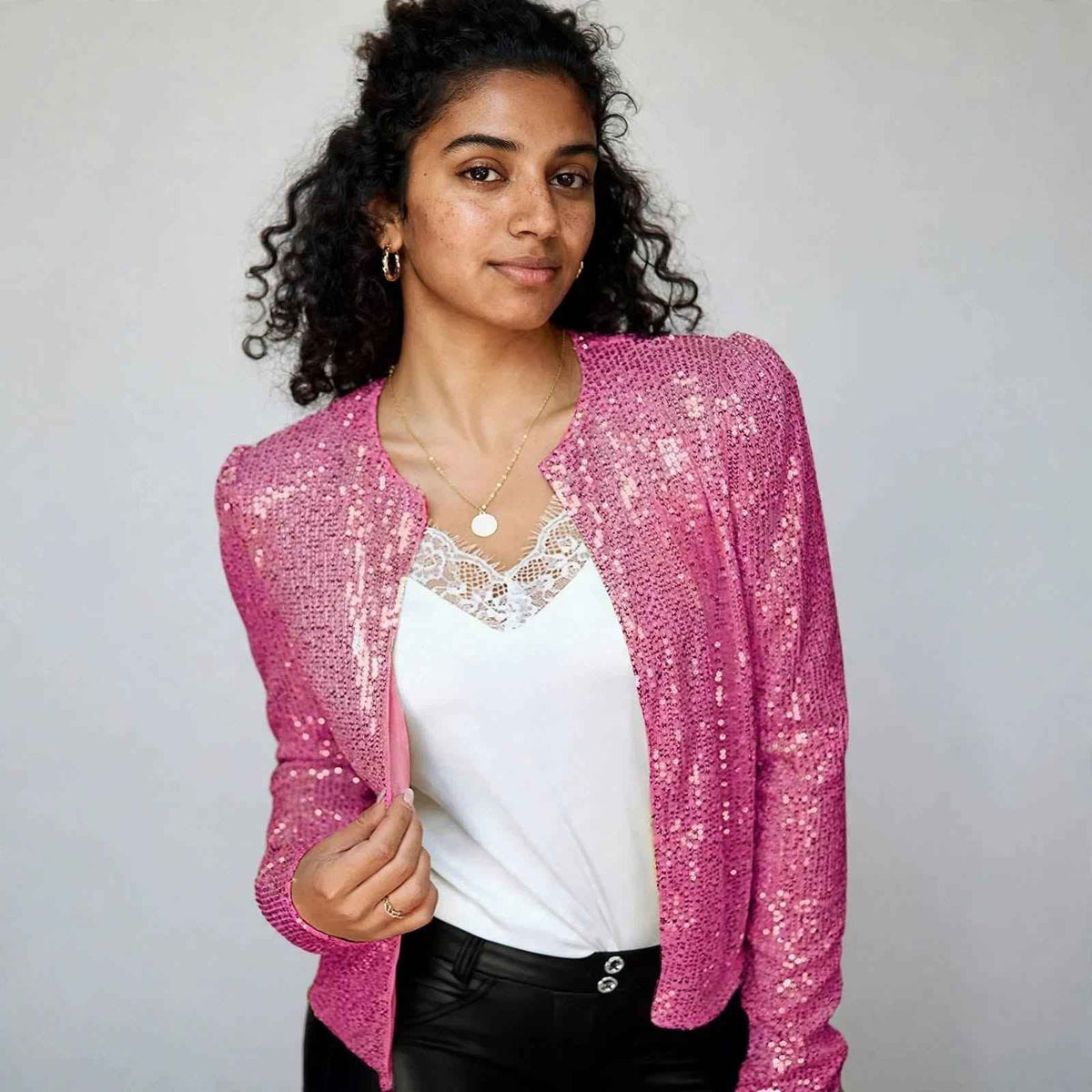 Women's Sequin Short Coat: Sparkle for Winter Style