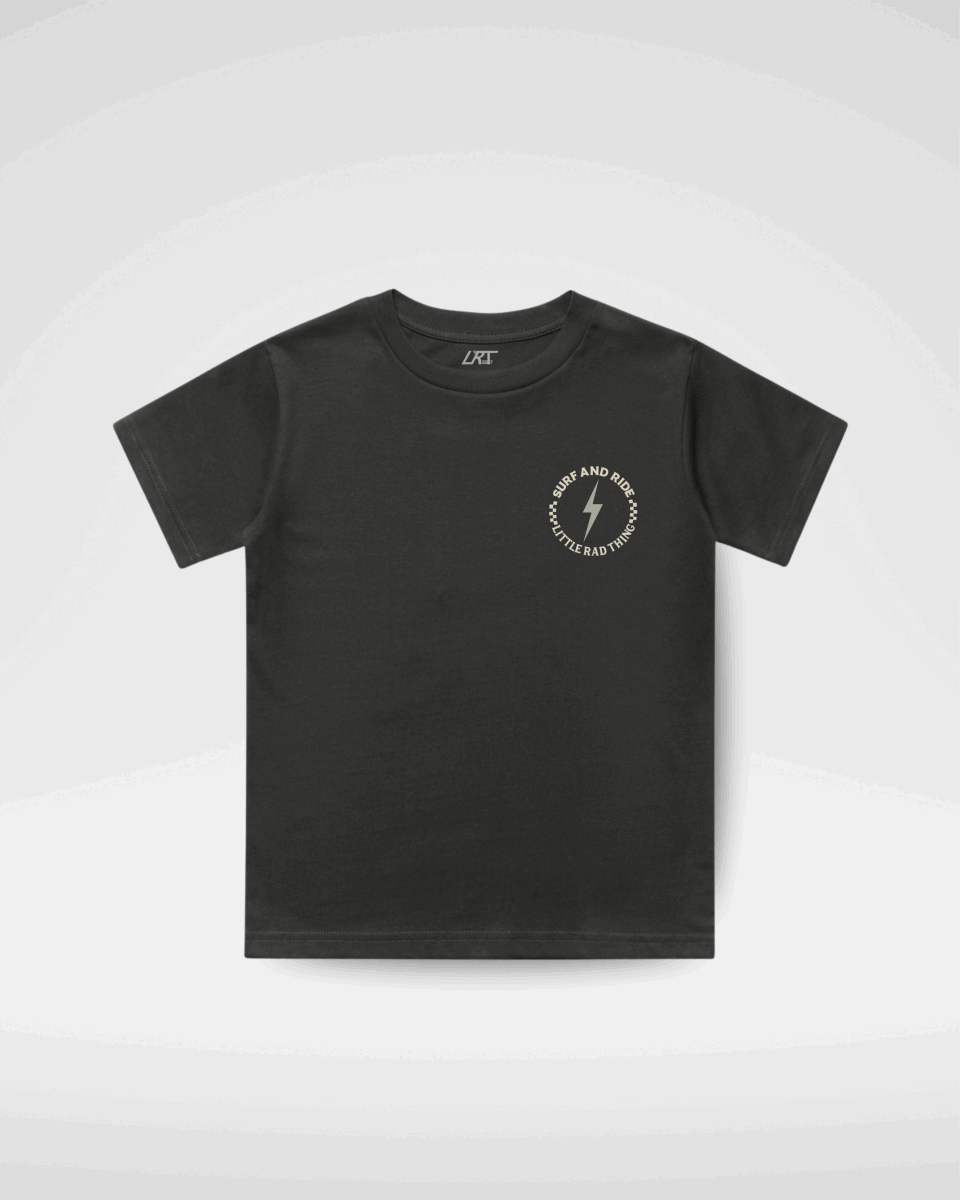 Boys Surf N Ride Tee Coal - Retro Graphic Comfort
