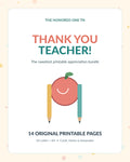 Thank You Teacher printable appreciation PDF bundle cover with original illustrated apple and pencils