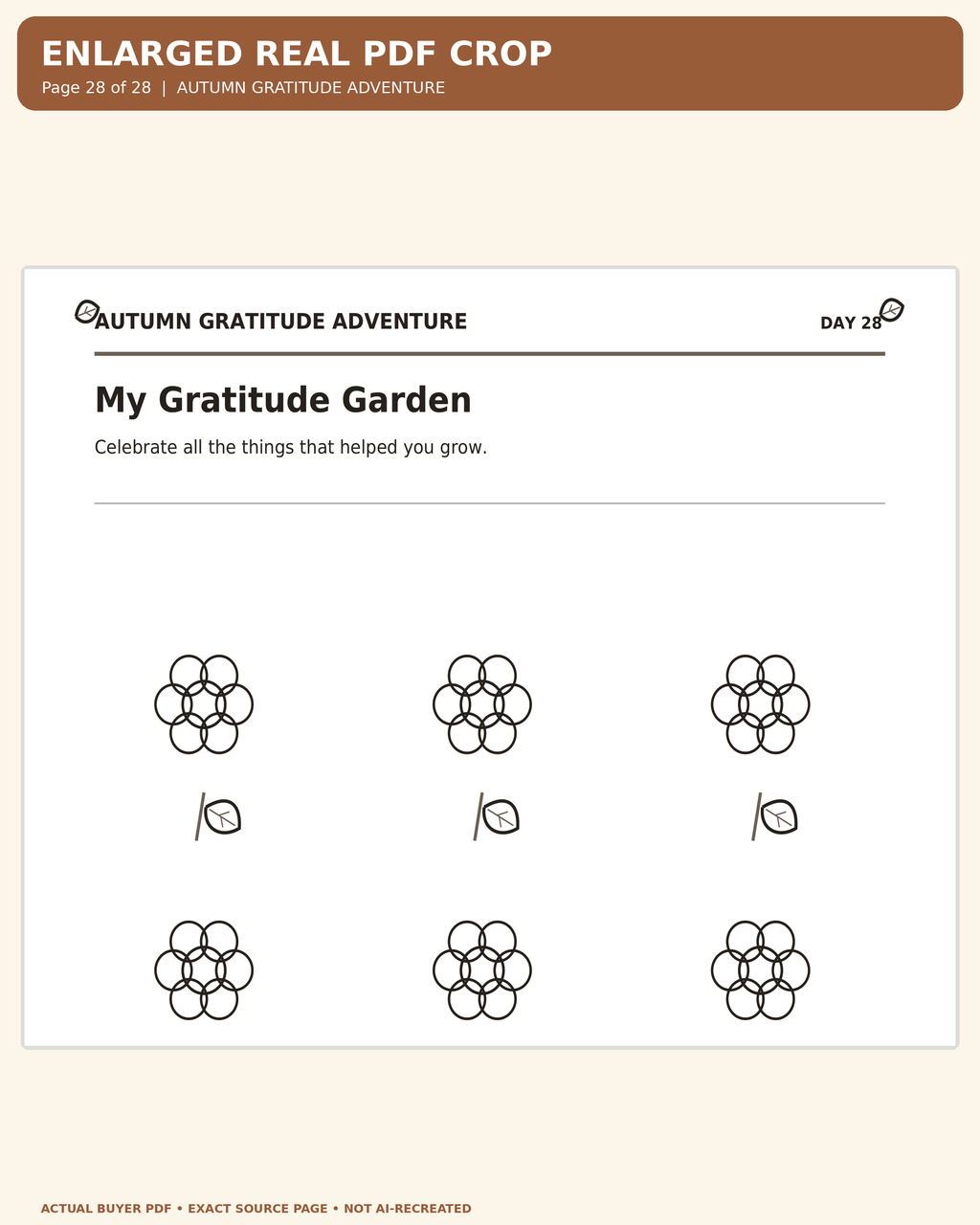 Autumn Gratitude Adventure: exact original customer PDF page 28 enlarged readable worksheet