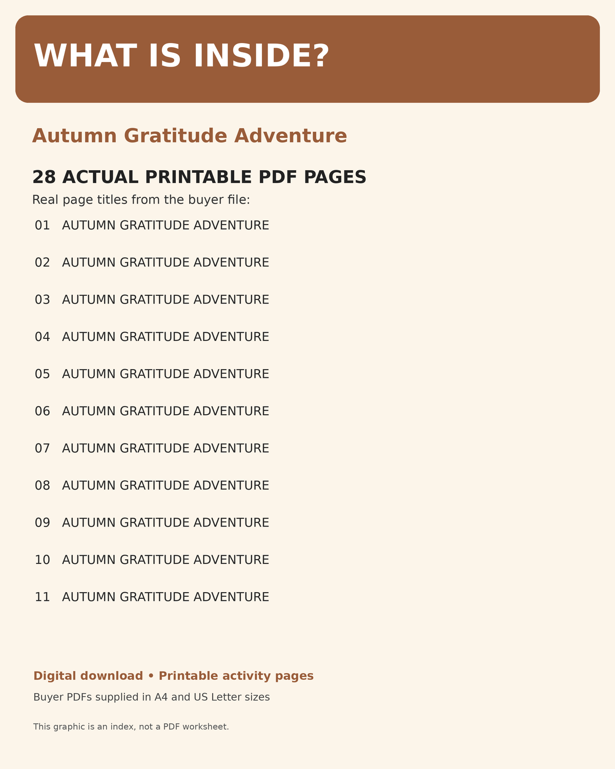Autumn Gratitude Adventure: verified guide to contents of the original buyer PDF