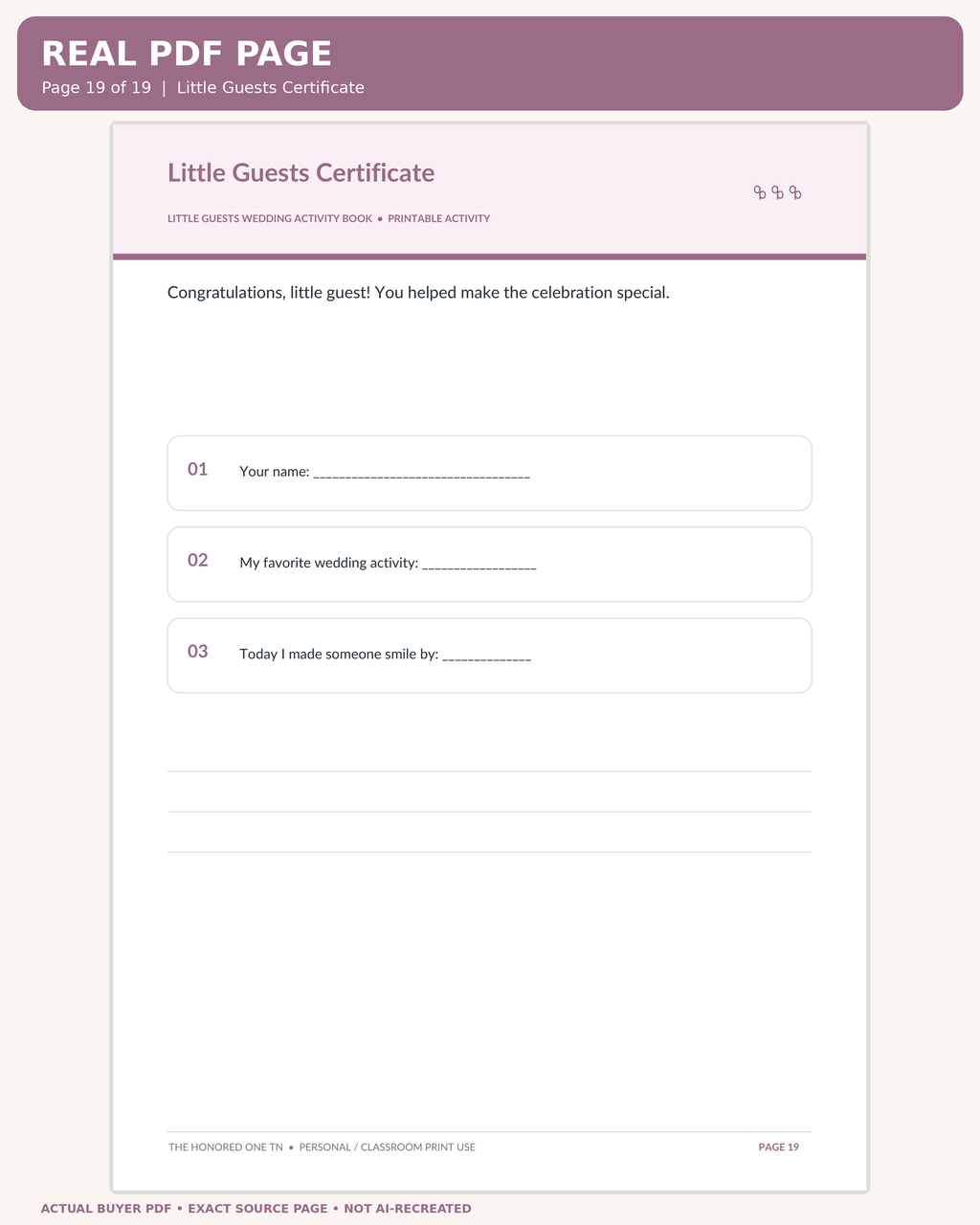 Little Guests Wedding Activity Book: original printable PDF page 19 readable preview