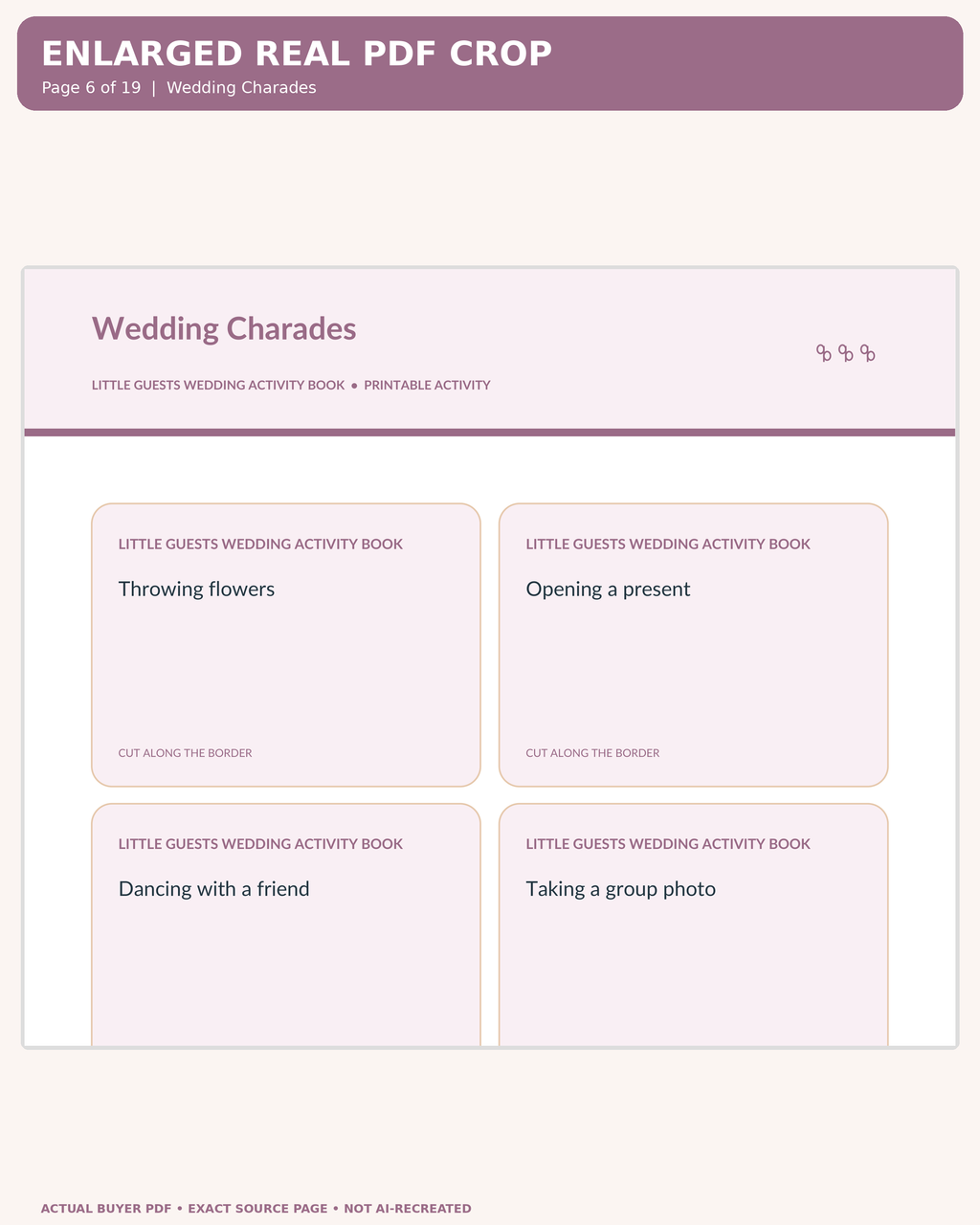 Little Guests Wedding Activity Book: original printable PDF page 06 readable preview