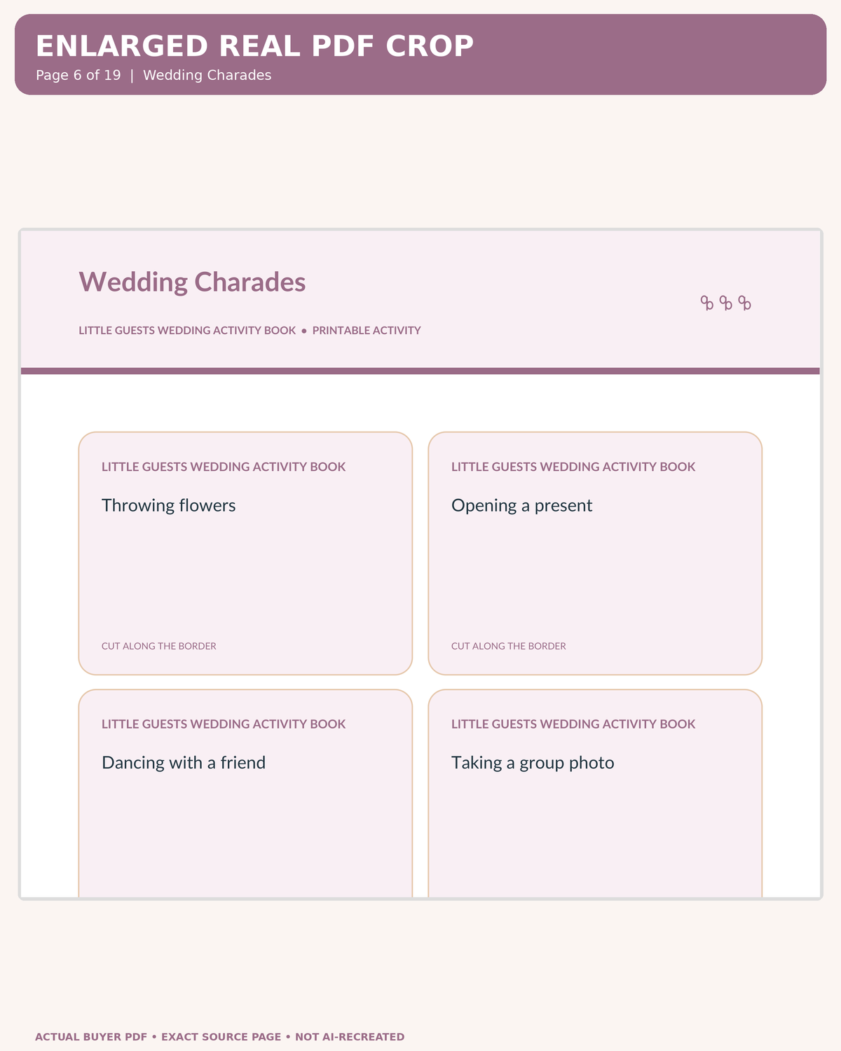 Little Guests Wedding Activity Book: original printable PDF page 06 readable preview