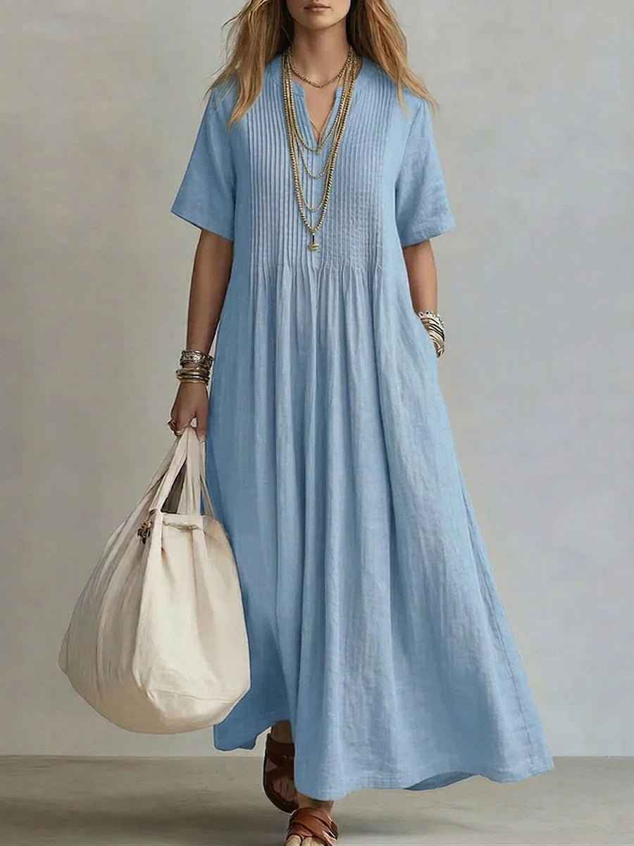 V-Neck Short Sleeve Dress | Casual Elegant Summer