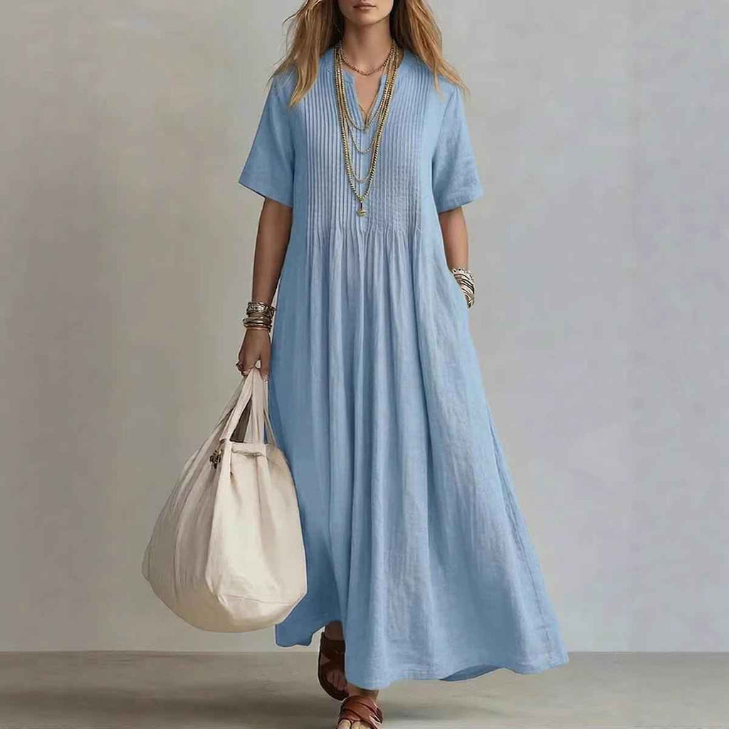 V-Neck Short Sleeve Dress | Casual Elegant Summer
