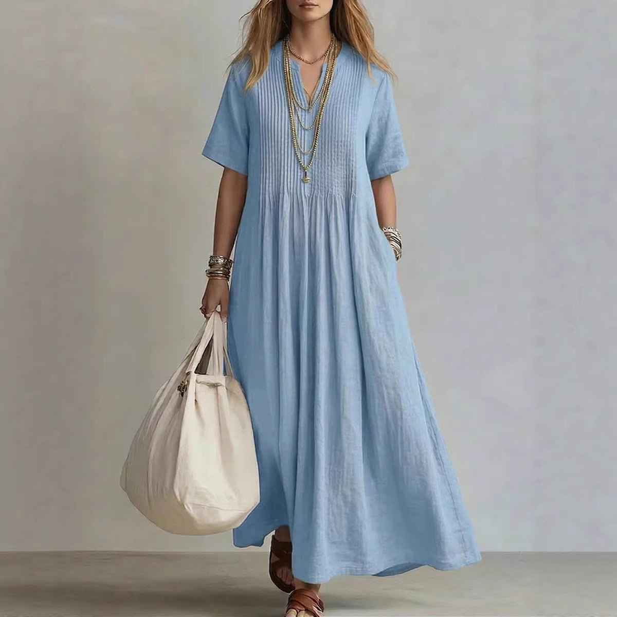V-Neck Short Sleeve Dress | Casual Elegant Summer
