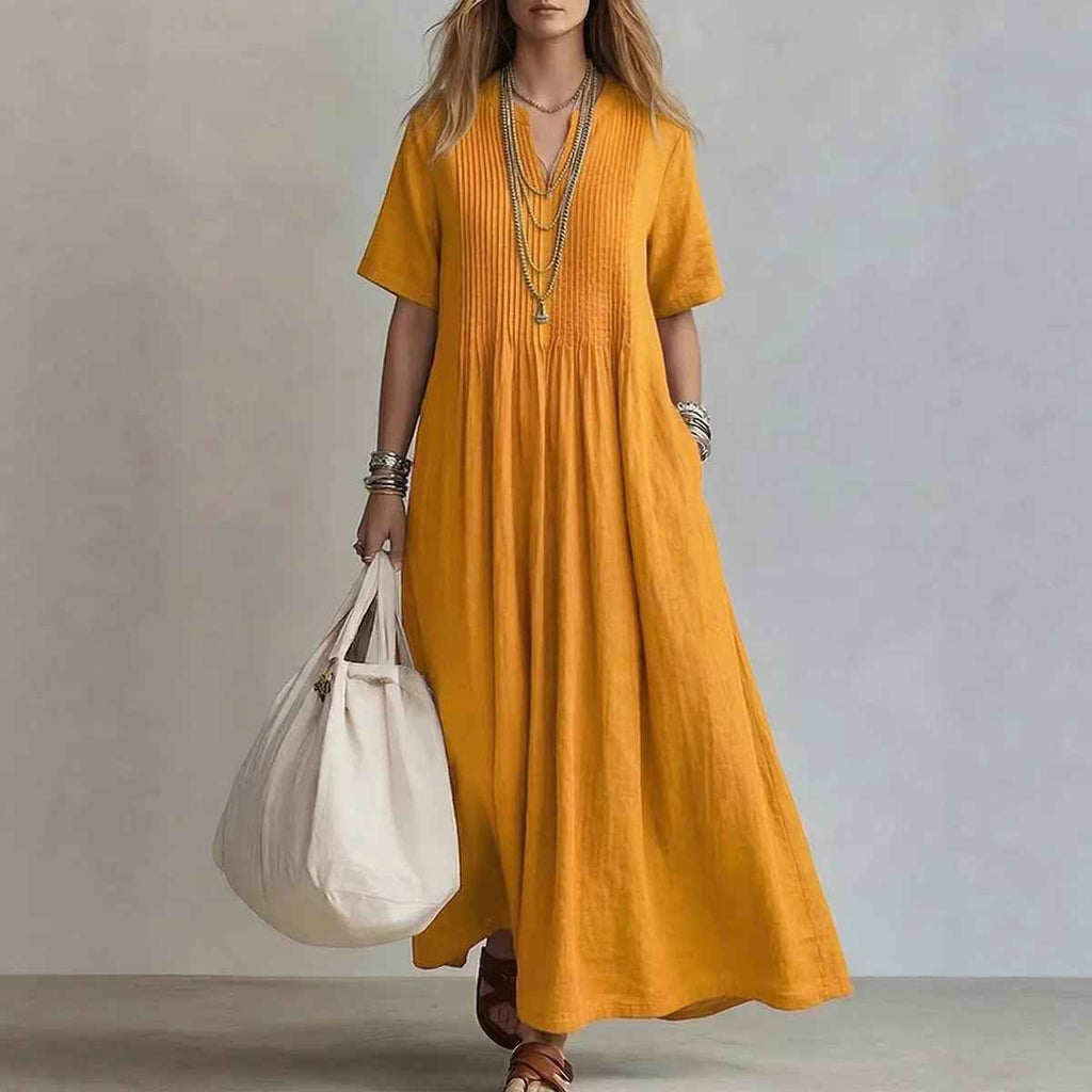 V-Neck Short Sleeve Dress | Casual Elegant Summer