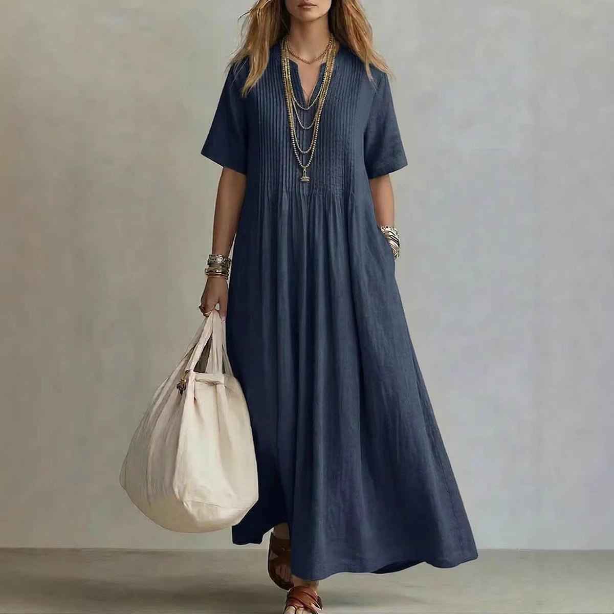 V-Neck Short Sleeve Dress | Casual Elegant Summer