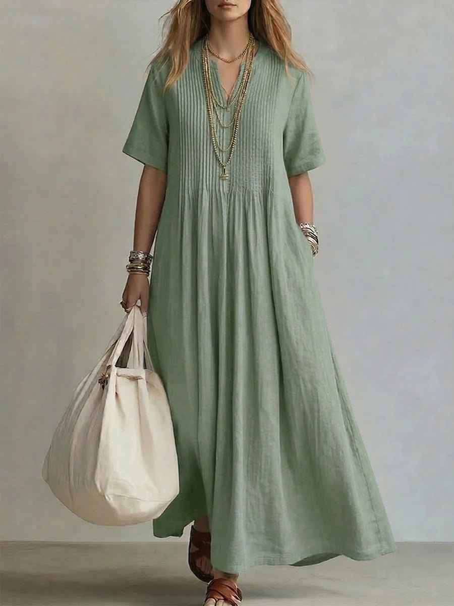 V-Neck Short Sleeve Dress | Casual Elegant Summer