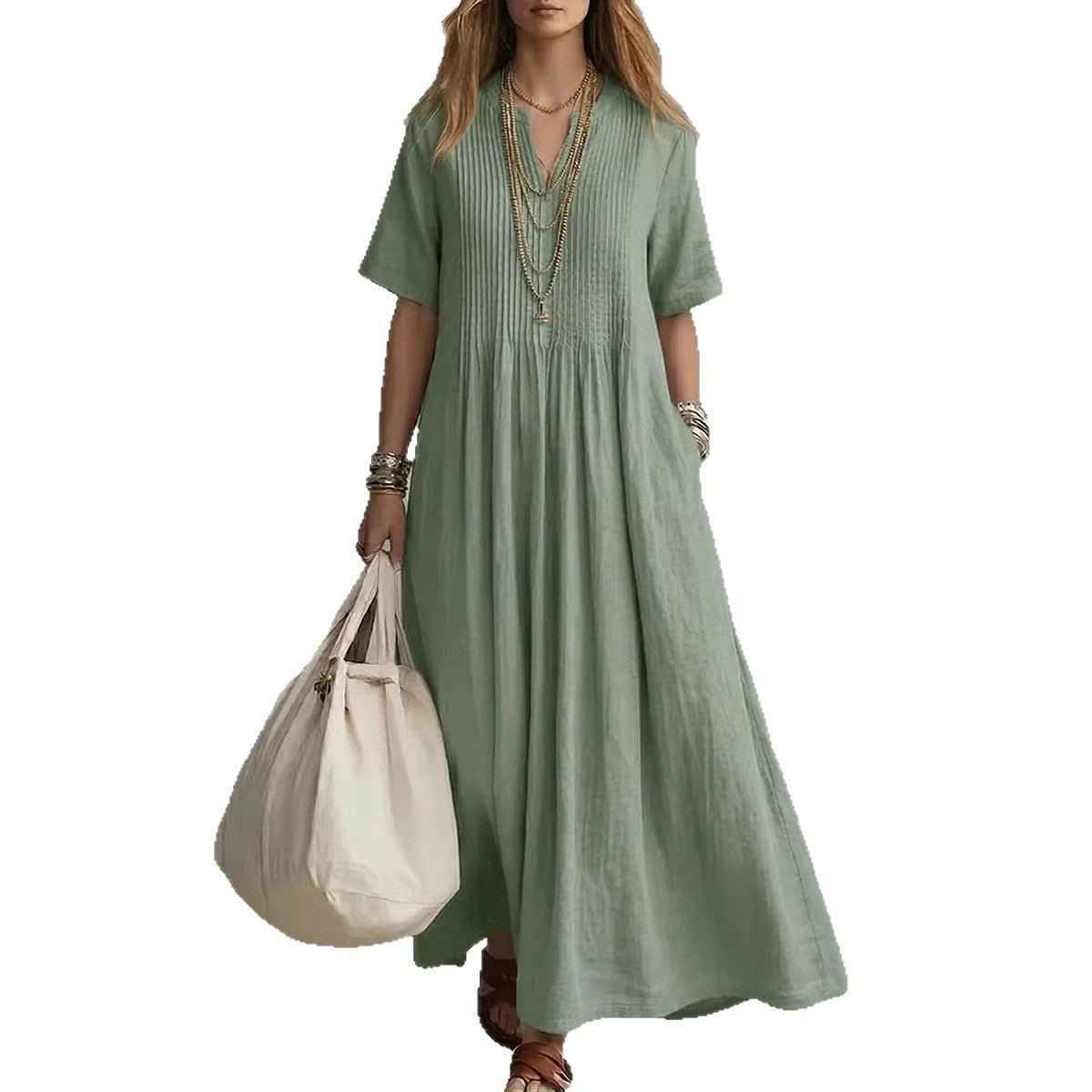 V-Neck Short Sleeve Dress | Casual Elegant Summer