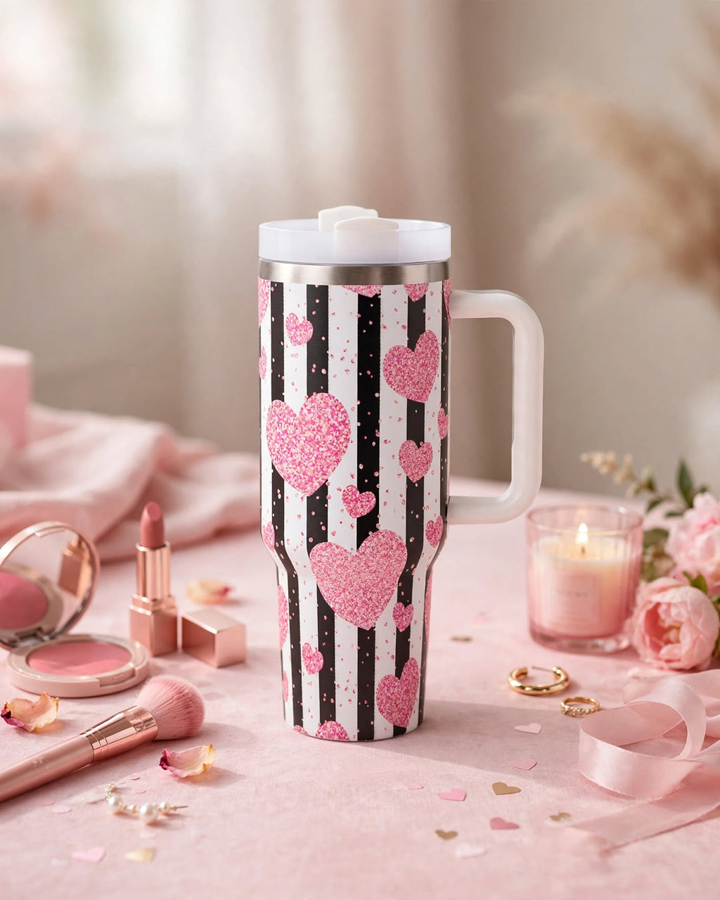 40oz Tumbler With Handle and Straw Lid – 1200ml Insulated Stainless Steel Tumbler, Cold 24H / Hot 12H, Leak-Proof, Cup Holder Friendly – 42+ Prints