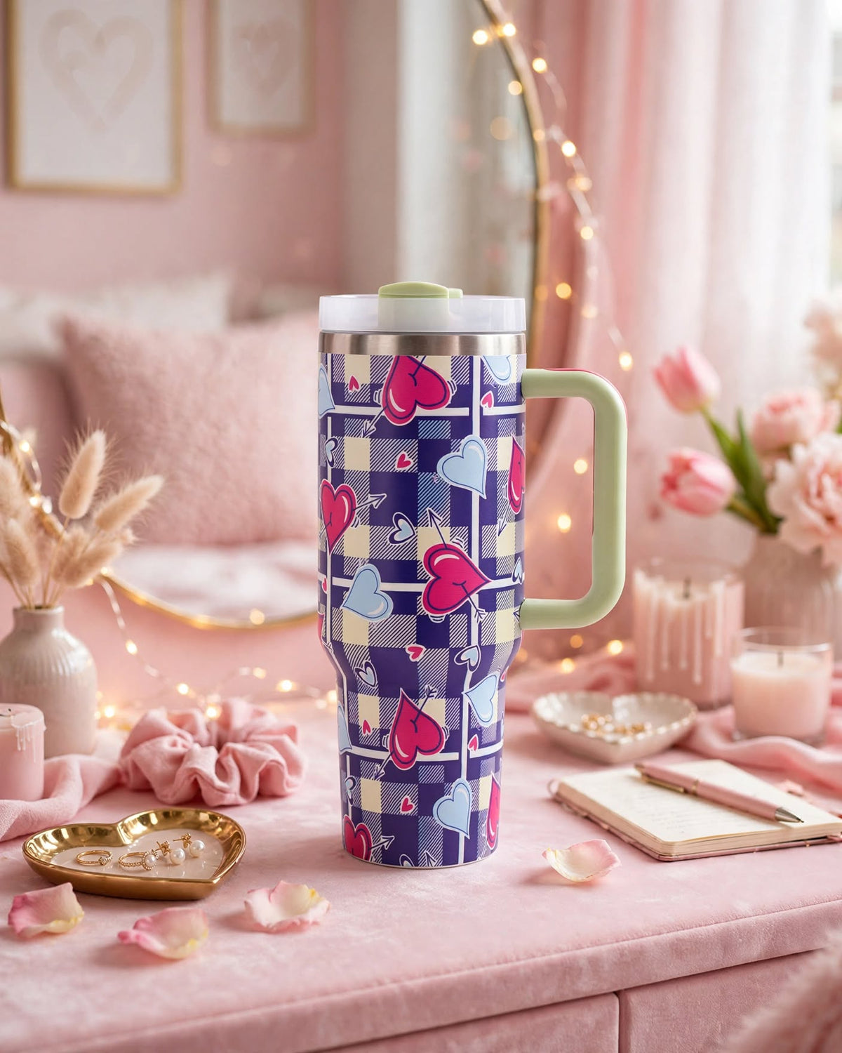 40oz Tumbler With Handle and Straw Lid – 1200ml Insulated Stainless Steel Tumbler, Cold 24H / Hot 12H, Leak-Proof, Cup Holder Friendly – 42+ Prints