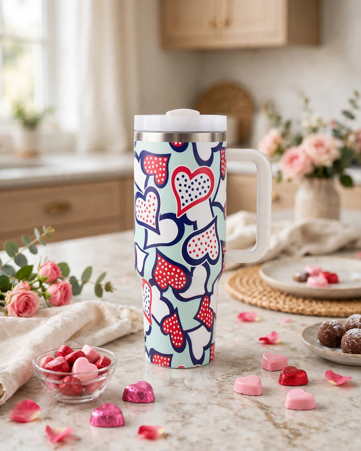 40oz Tumbler With Handle and Straw Lid – 1200ml Insulated Stainless Steel Tumbler, Cold 24H / Hot 12H, Leak-Proof, Cup Holder Friendly – 42+ Prints