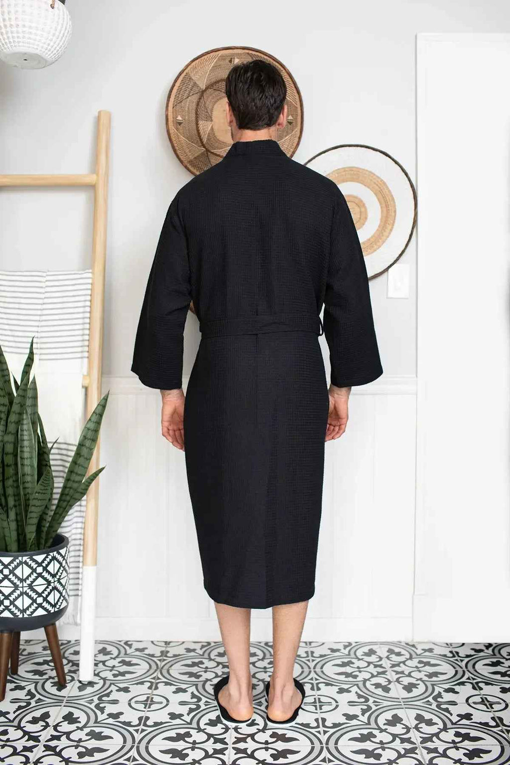Men's Waffle Spa Bathrobe - Quick Dry, Lightweight Kimono