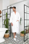 Men's Waffle Spa Bathrobe - Quick Dry, Lightweight Kimono
