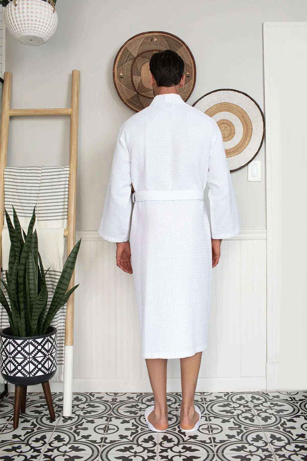 Men's Waffle Spa Bathrobe - Quick Dry, Lightweight Kimono
