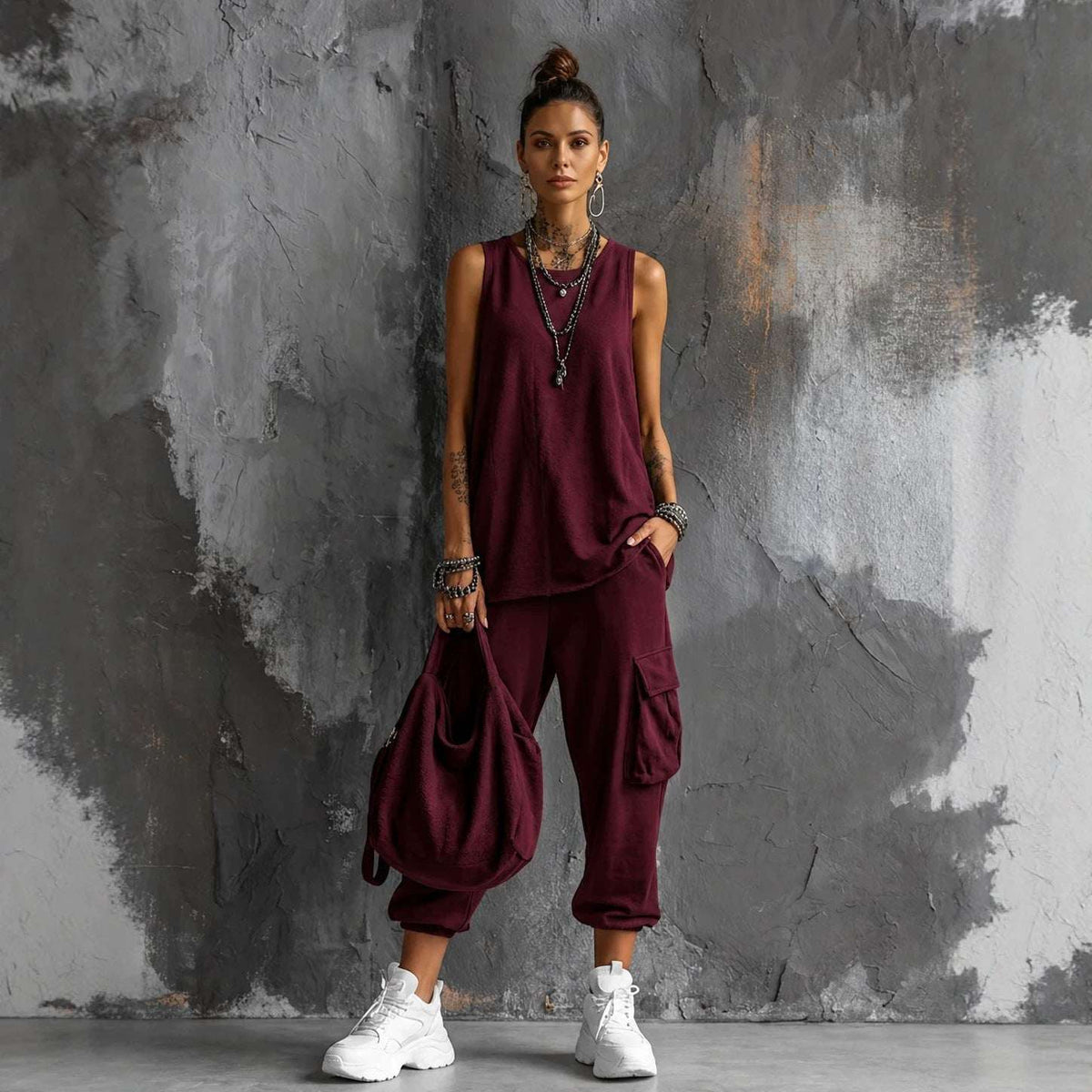 Womens Sleeveless Top Ankle-Fit Pants Set - The Honored One TN0
