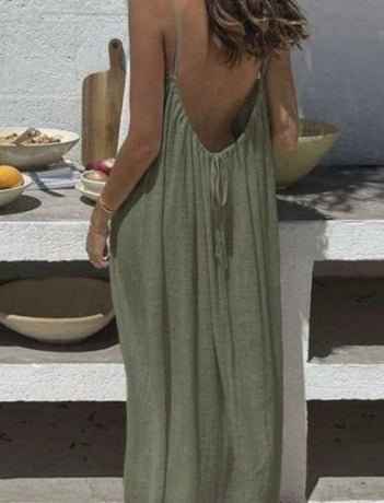 Womens Strap Coat Backless Loose-Fit Loungewear Dress