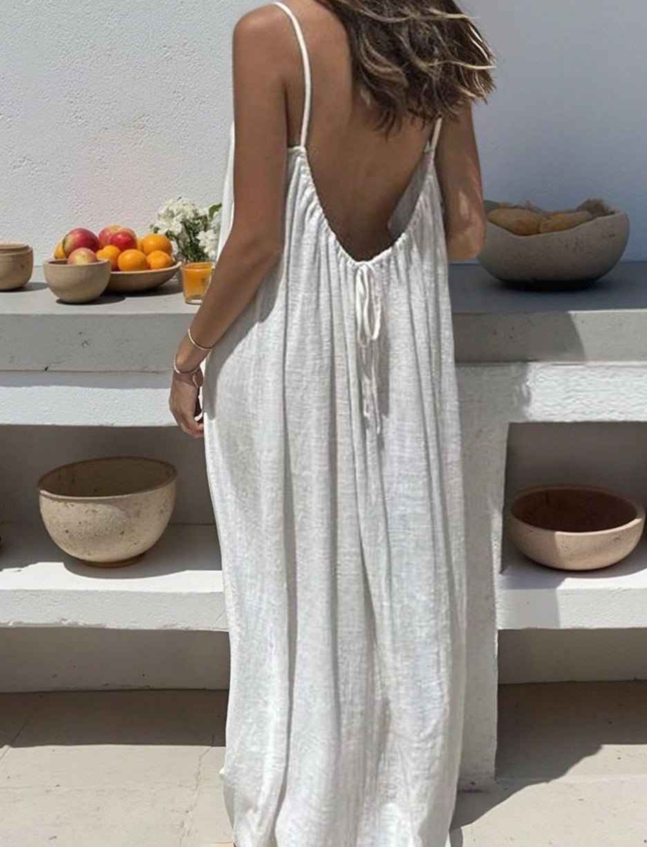 Womens Strap Coat Backless Loose-Fit Loungewear Dress