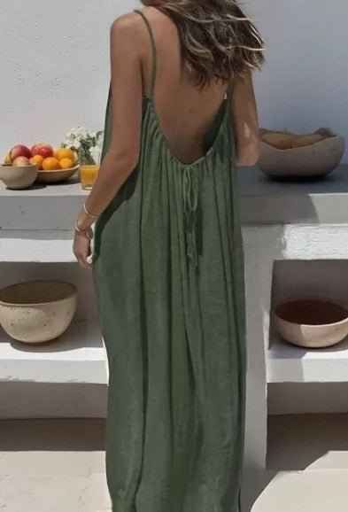 Womens Strap Coat Backless Loose-Fit Loungewear Dress